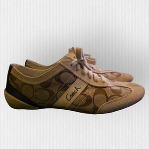 Coach Tan and Brown Patterned Sneakers 7.5 Women